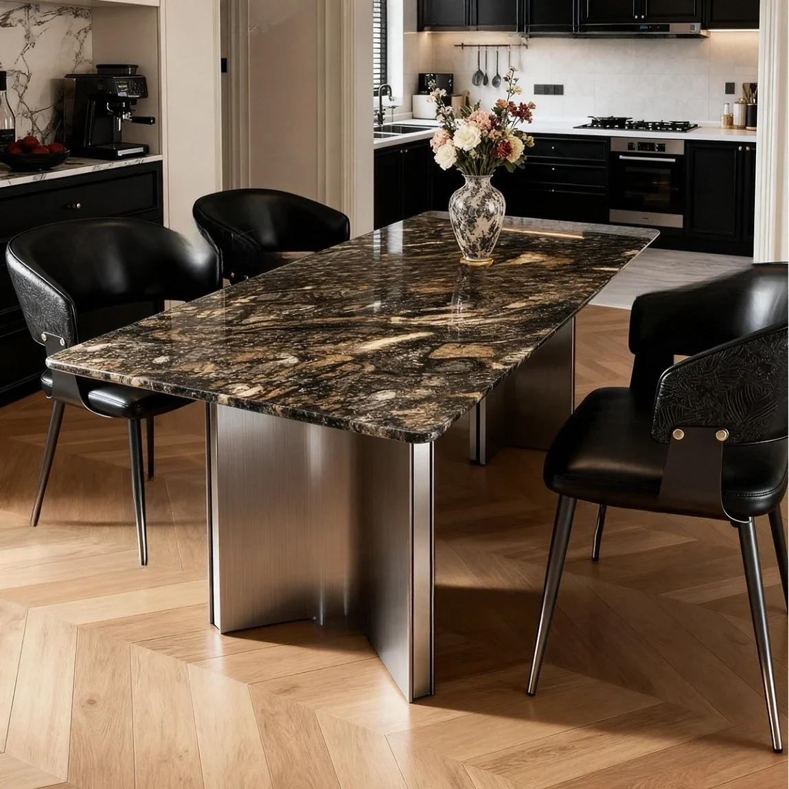 Bright Galaxy Natural Luxury Stone Dining Table Pre mium Imported Platinum  Marble Rectangle