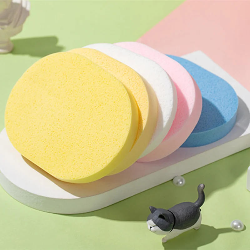 50pcs Pva Oval Cleansing Puff Reusable Soft Makeup Remover Cleansing Puff Cleaning Sponge Puff Powder Puff Beauty Accessories