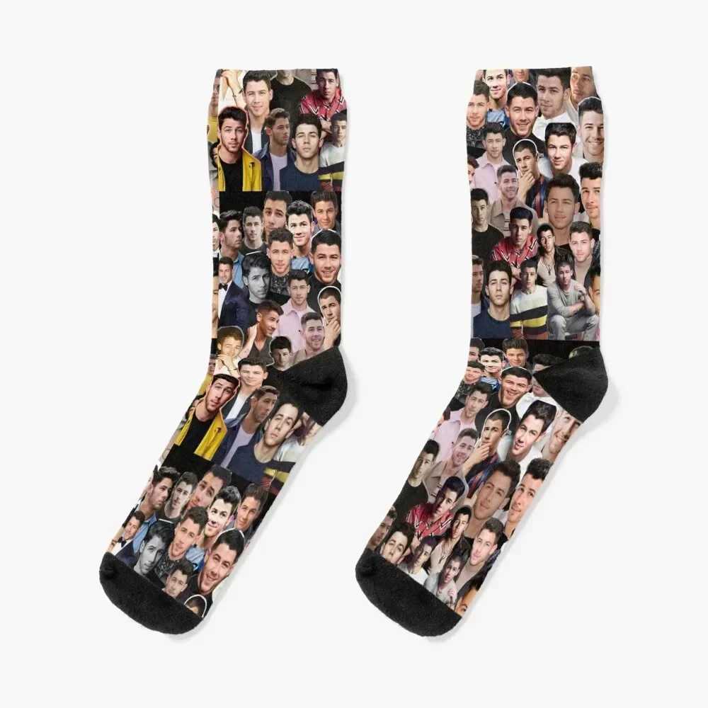 

Nick Jonas collage Socks Stockings winter thermal Soccer Rugby Men's Socks Luxury Women's