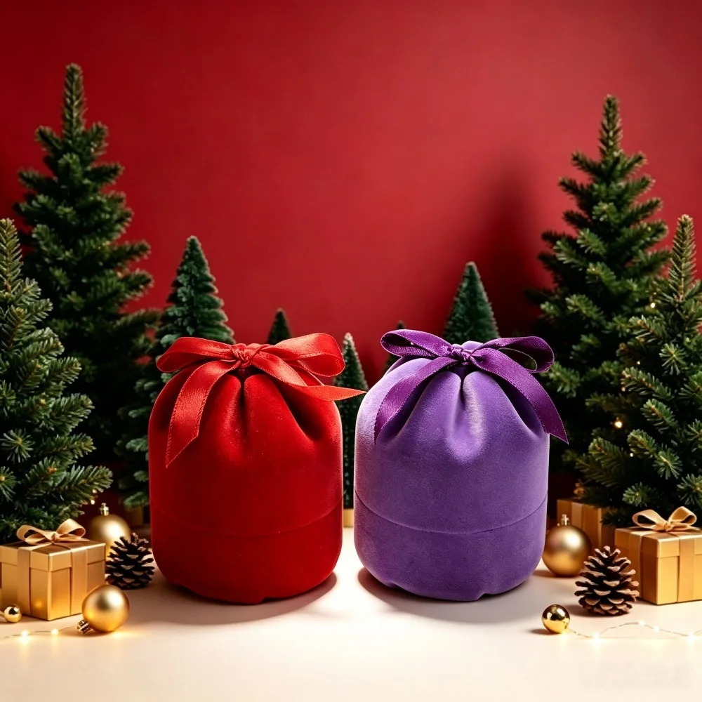 Wedding Christmas Jewelry Box Storage Mini Crown Snowflake Bell Rings Box Portable Anti-collision Flannel Jewelry Organizer