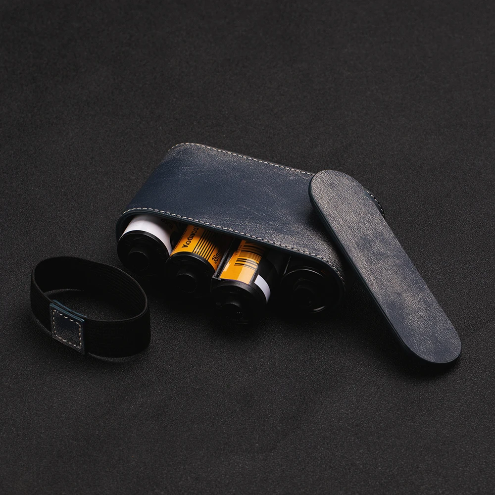 

135 Black&White Color Film Container Case Genuine Leather 35mm Storage Box 4 Rolls 120/135/35mm Film Case for 135 35mm Film Case