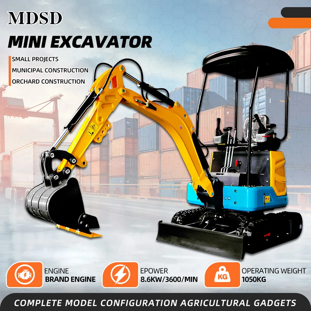 Mini escavatore 0,8-2T con consegna veloce con accessori multipli Mini escavatore cingolato idraulico da 1,2 tonnellate da 2 tonnellate multifunzionale