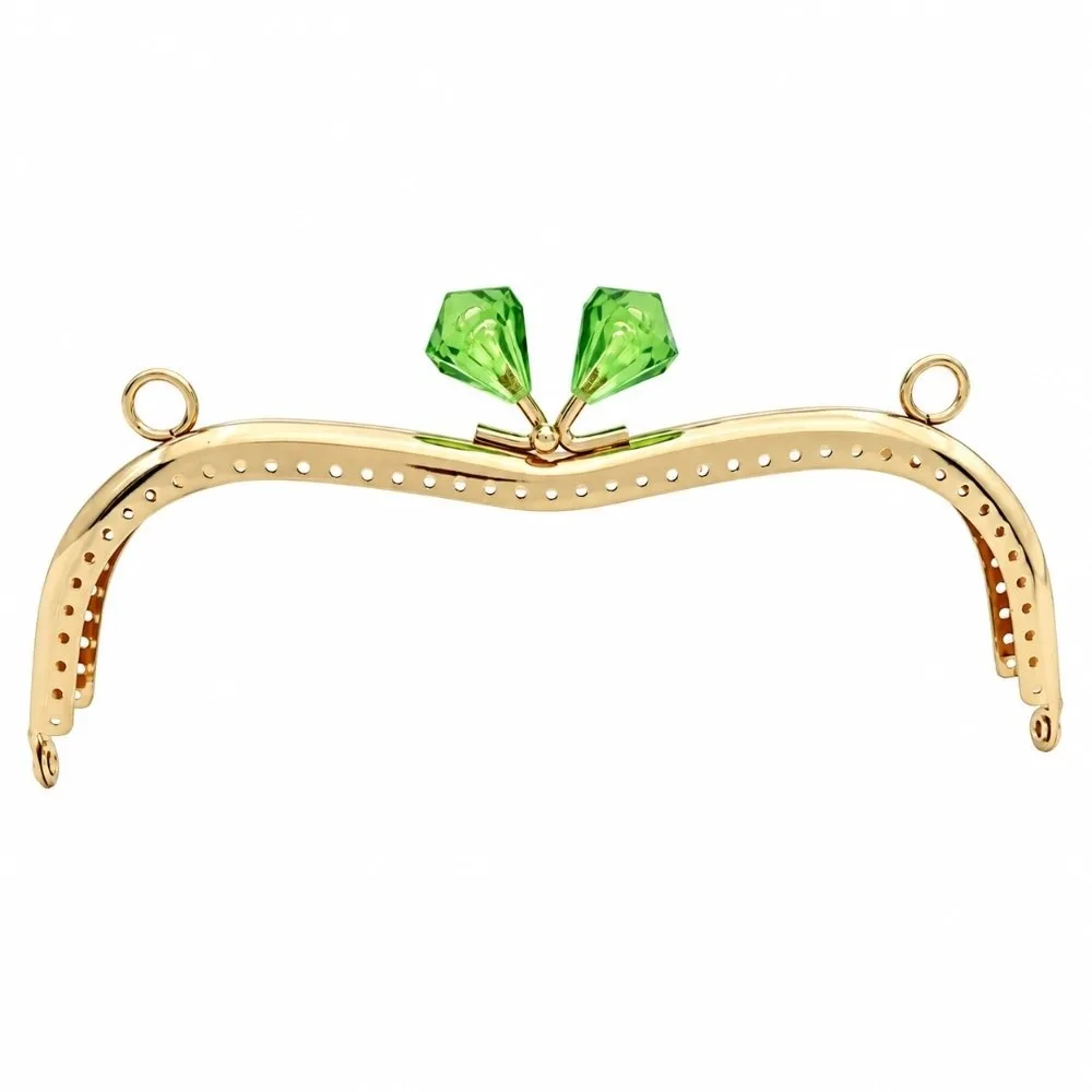 DIY Iron Metal Purse Frame Gold Arc Shape Bag Hardware Rhinestone Head Clutch Frame Hand Sewing