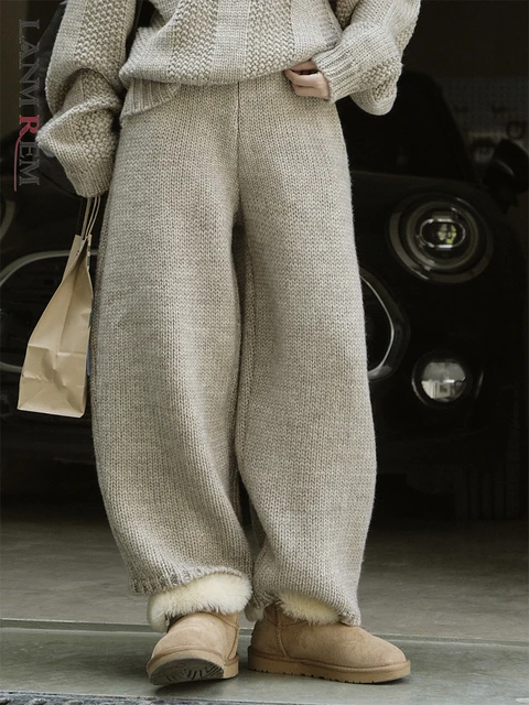 Knitted wide leg trousers best sale