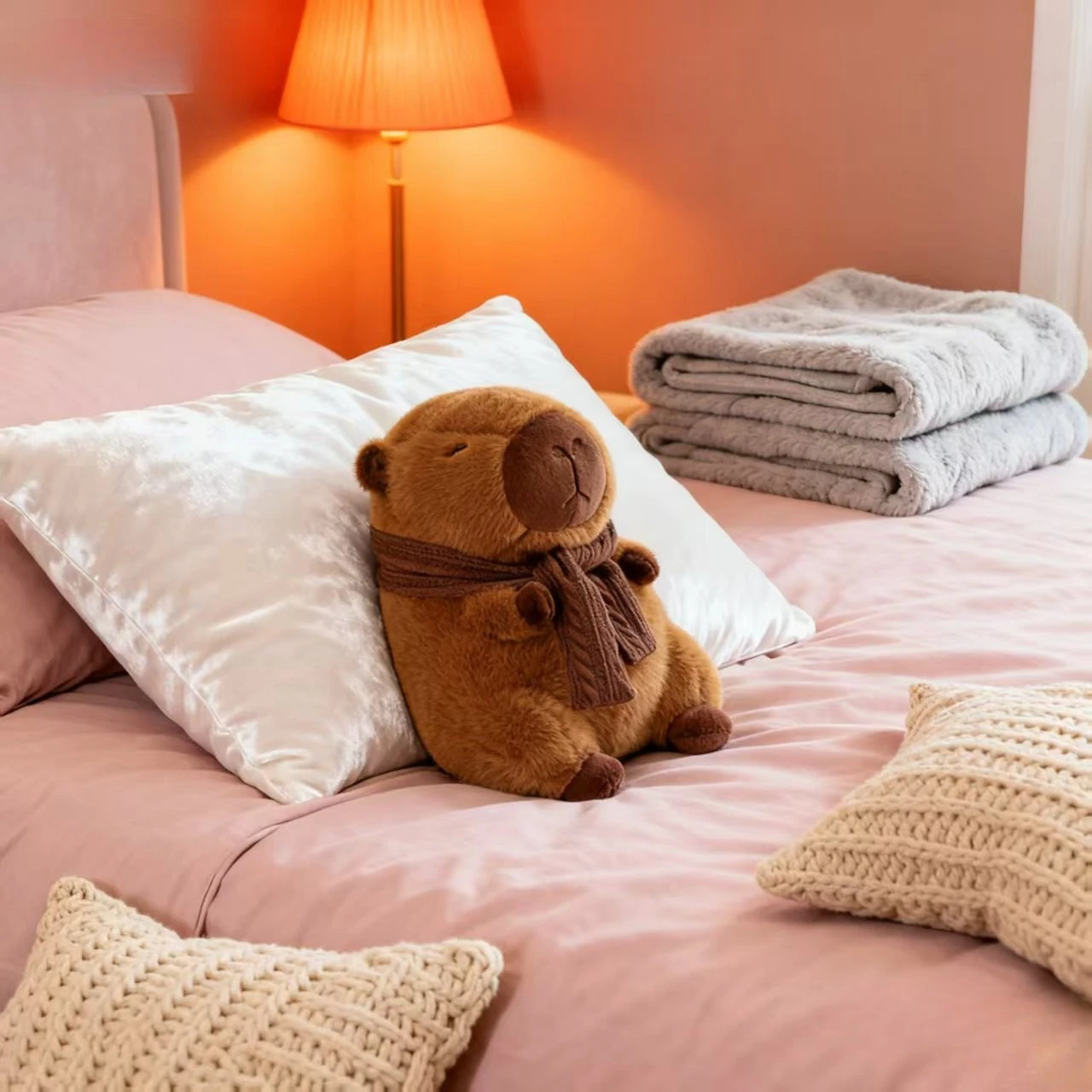 دمية خنزير غينيا المائية دمية كبيرة رمي وسادة ألعاب من نسيج مخملي، حقيبة ظهر، لعبة قطيفة مقلدة #4