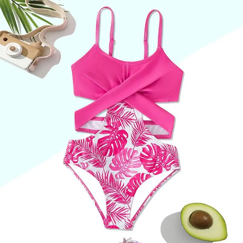 Summer Girl‘s One-Piece Swimsuits Kids Trendy Suspender Bathing Suits Children Casual Cool Swimwear Surfing Beach Clothes 8-12Y