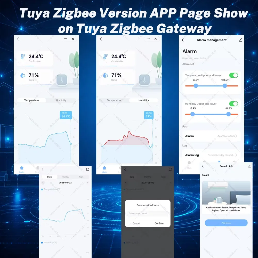 Zigbee Temperature Humidity Sensor Smart Thermometer Hygrometer Works with Alexa Yandex Home Assistant ZHA Zigbee2MQTT Tuya view 3