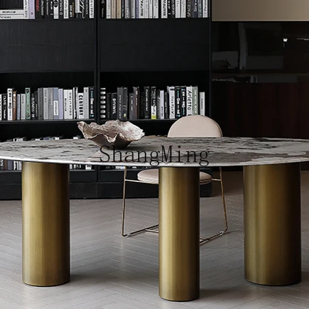 

FG light luxury water drop special-shaped marble dining table large apartment high-end villa dining room minimalist dining table