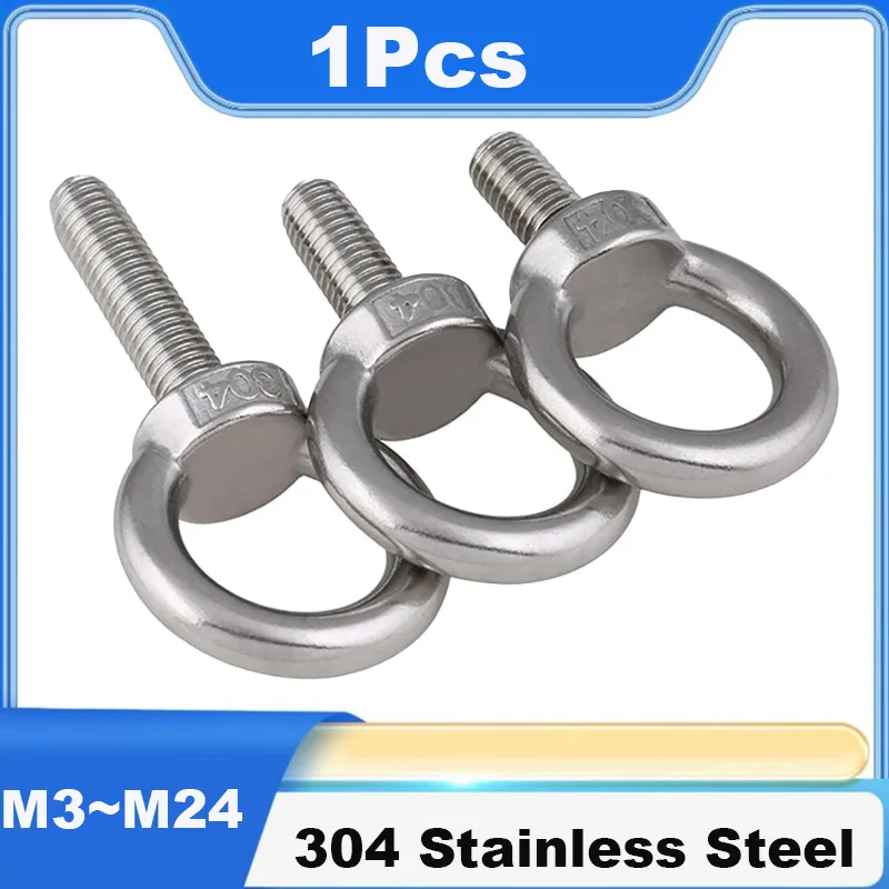 304 A2 Stainless Steel Lifting Eye Bolt Lifting Eye Screw Round Ring Hook Bolt Screw Lifting Ring Fasteners for Hardware Parts