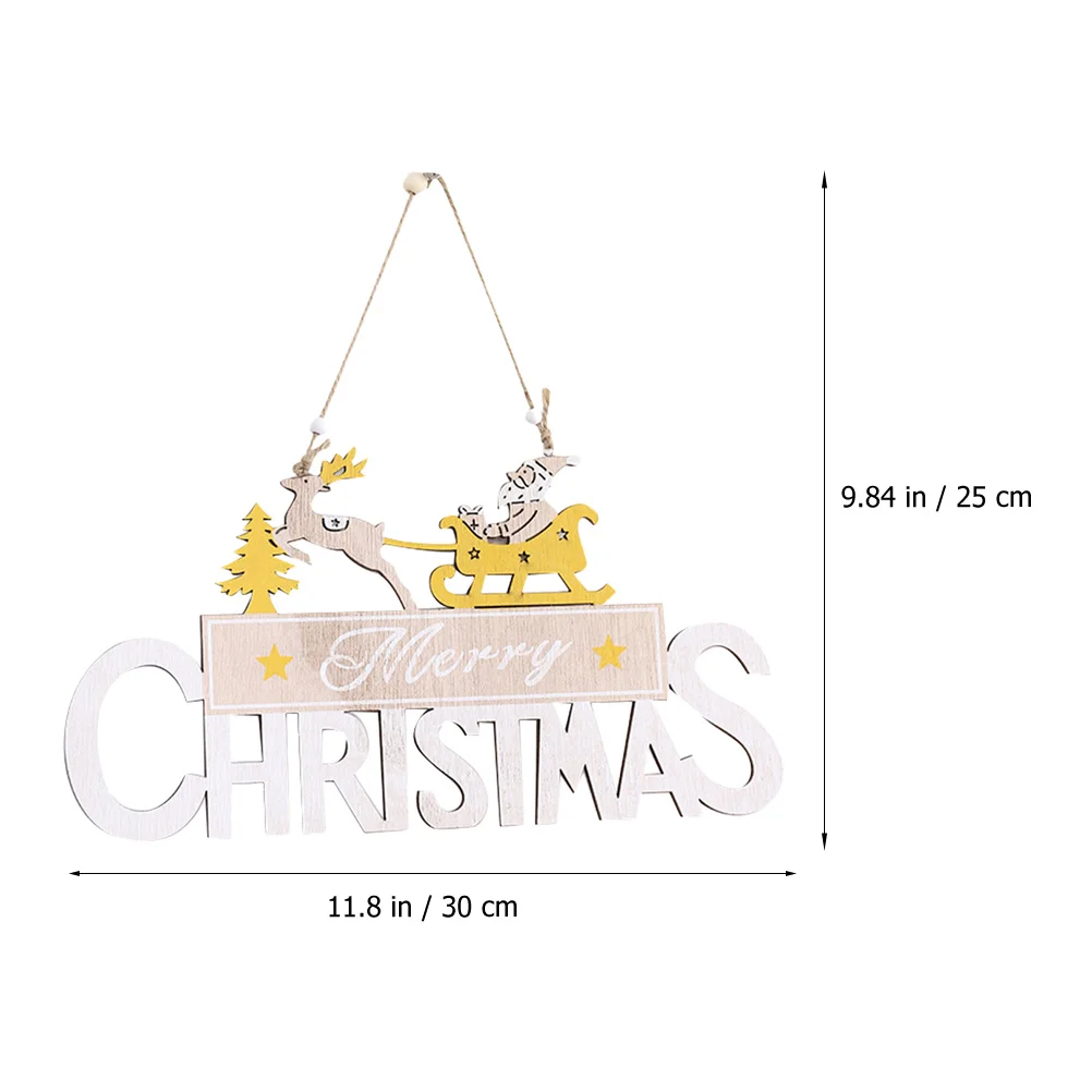 

2Pcs Reindeer Sleigh Hanging Christmas Wooden Plaque Board Sign Door Wall Hanger Ornament Multi-Functional Decor