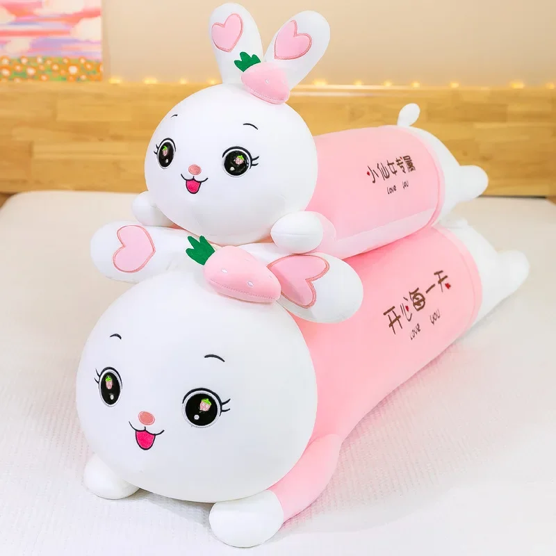 

Cartoon Strawberry Rabbit Plush Doll Toys Pillow Cute Girls Sleep Long Pillow Clip Legs Toy Children's Birthday Gift Plush Dolls