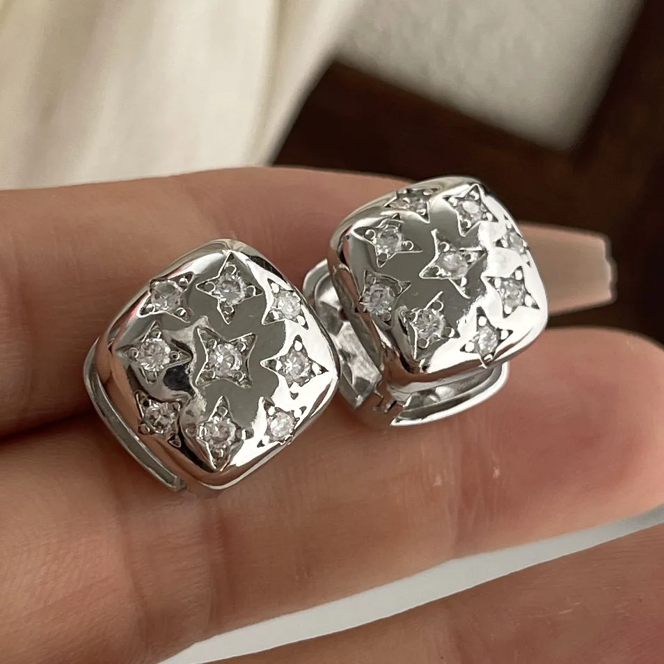 

Винтажные серьги из стерлингового серебра 925 пробы для женщин, модные простые серьги с квадратной звездой и цирконием, ювелирные изделия, аксессуары для вечеринок, предотвращающие аллергию