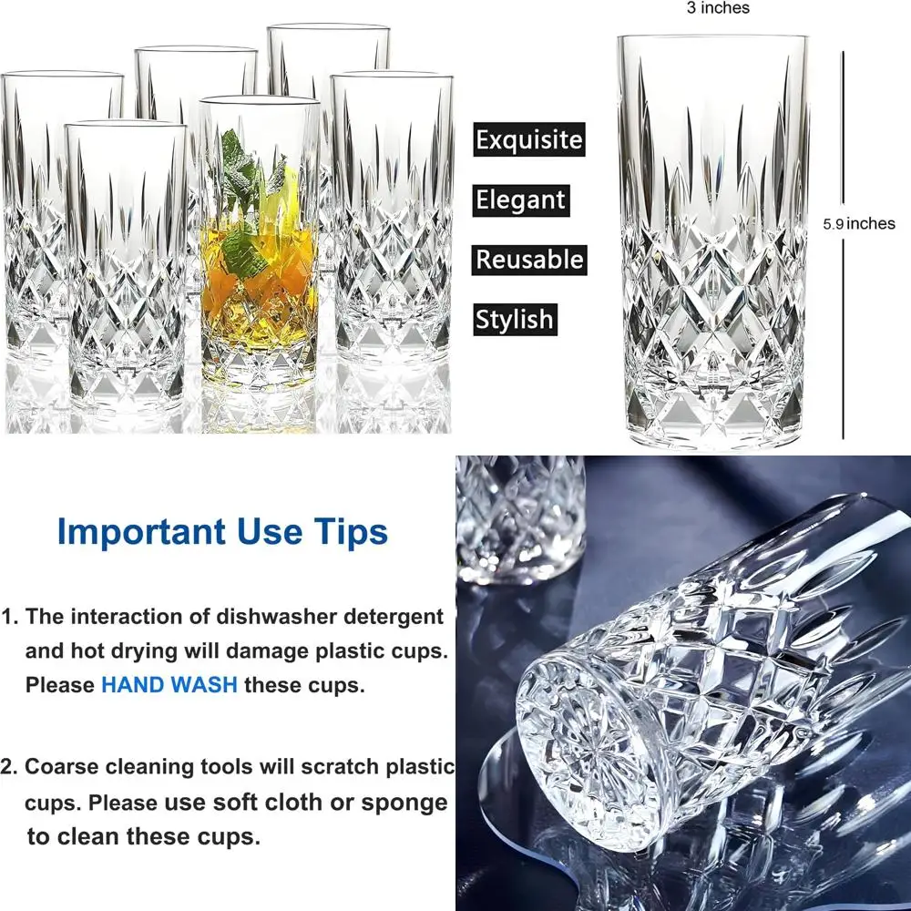 

Небьющиеся акриловые стаканы для питья — небьющиеся стаканчики из тритана 13,5 унции, не содержит BPA, многоразовые посуды для кухни
