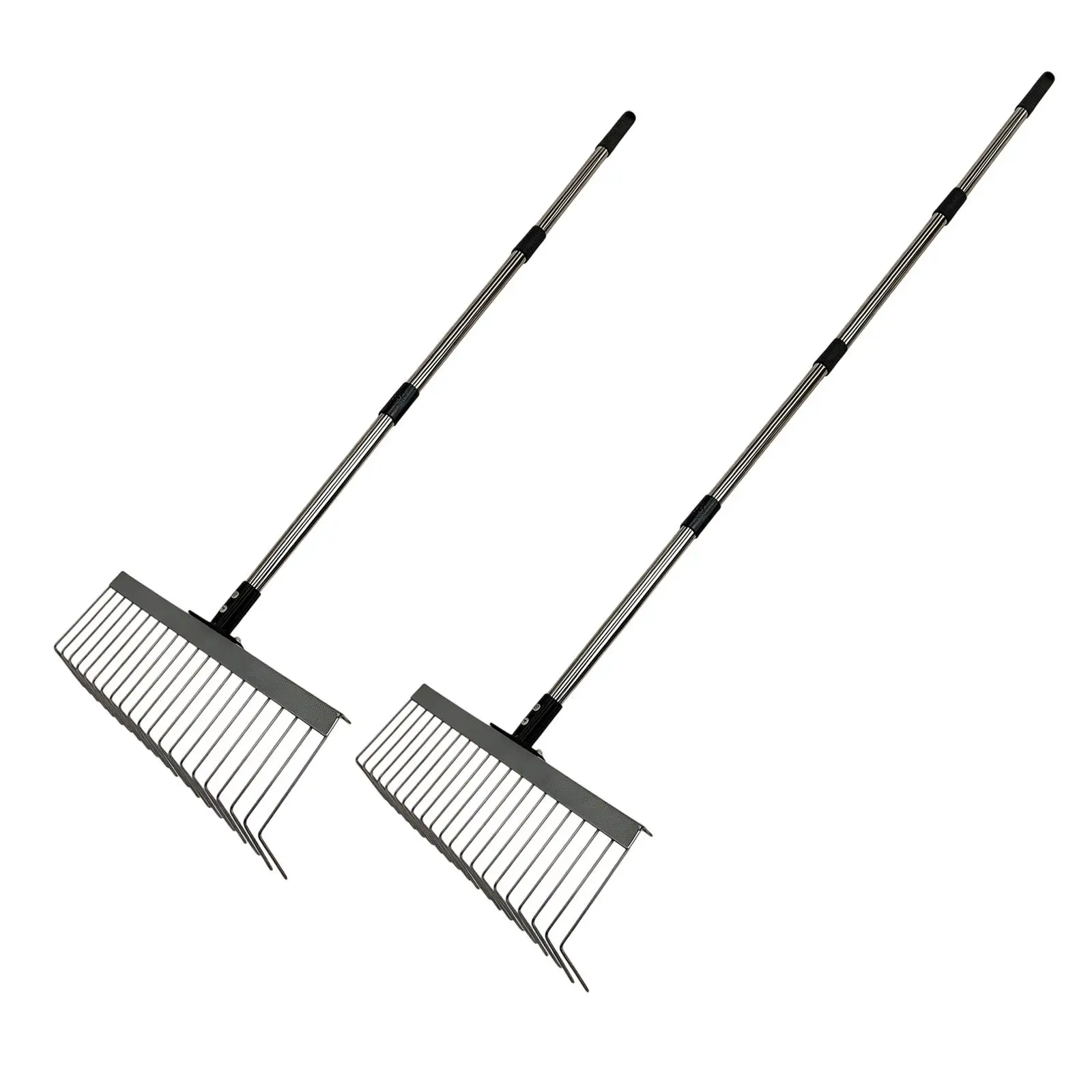 Heavy Duty Garden Thatch Rake Multifunctional, Metal Splicing Handle 40cm Wide L Shaped Tines