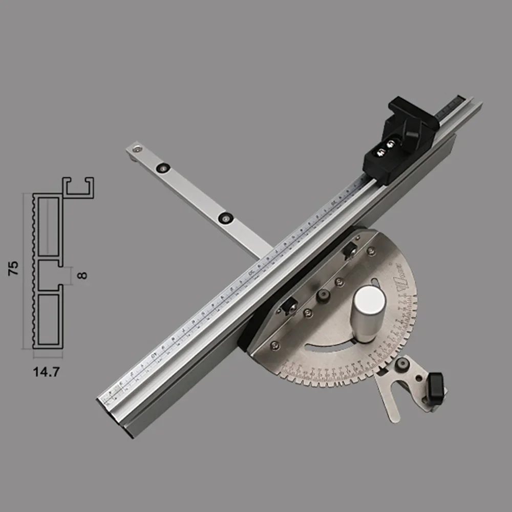 

WNew Miter Gauge Strengthen Aluminium Profile Fence With Track Stop Table Saw Router Woodworking Bench Ruler Hand Tools