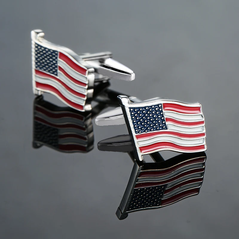 High quality men\'s French shirt cufflinks USA flag design cuffs button suit accessories jewelry gifts