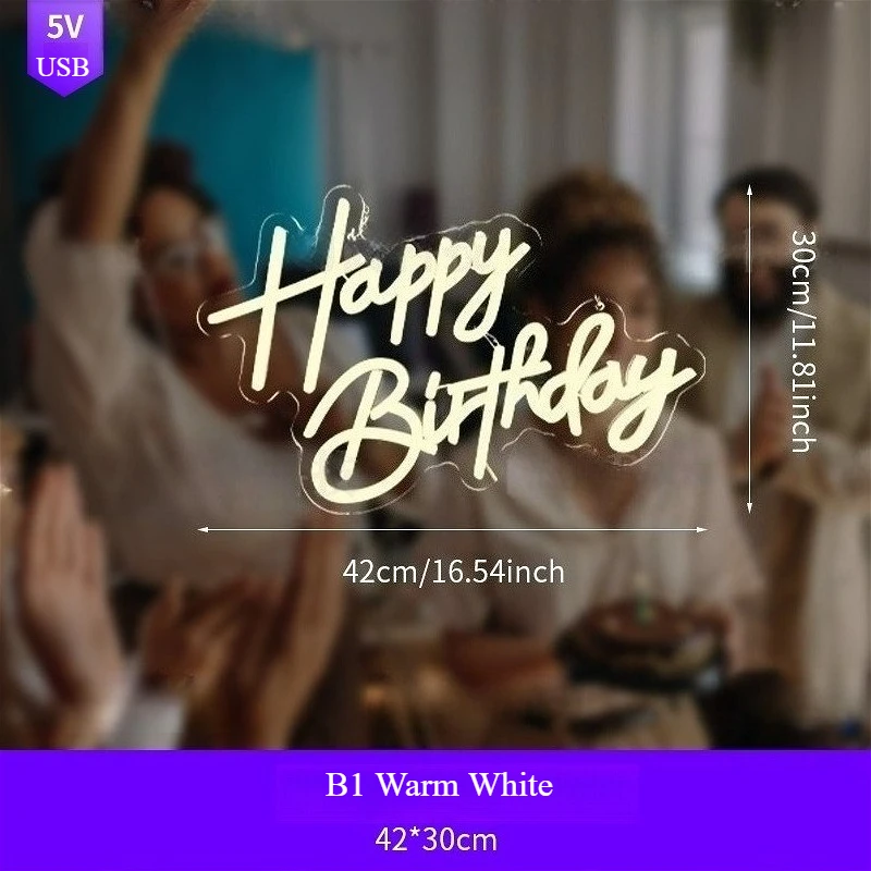 Customized LED Letter Light Signs for Happy Birthday Party Decorations, Festival Decorations, Neon Ambience Lights