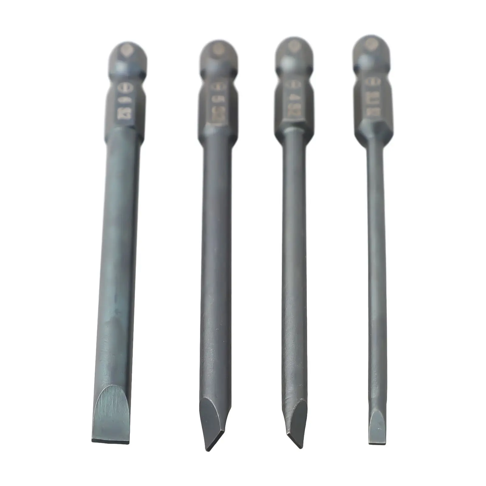 1PC 100mm Magnetic Screwdrivers Bit 1/4inch Hex Shank 3.0-6.0mm Flat Head Slotted Tip Screwdrivers Bit For Electric Screwdrivers