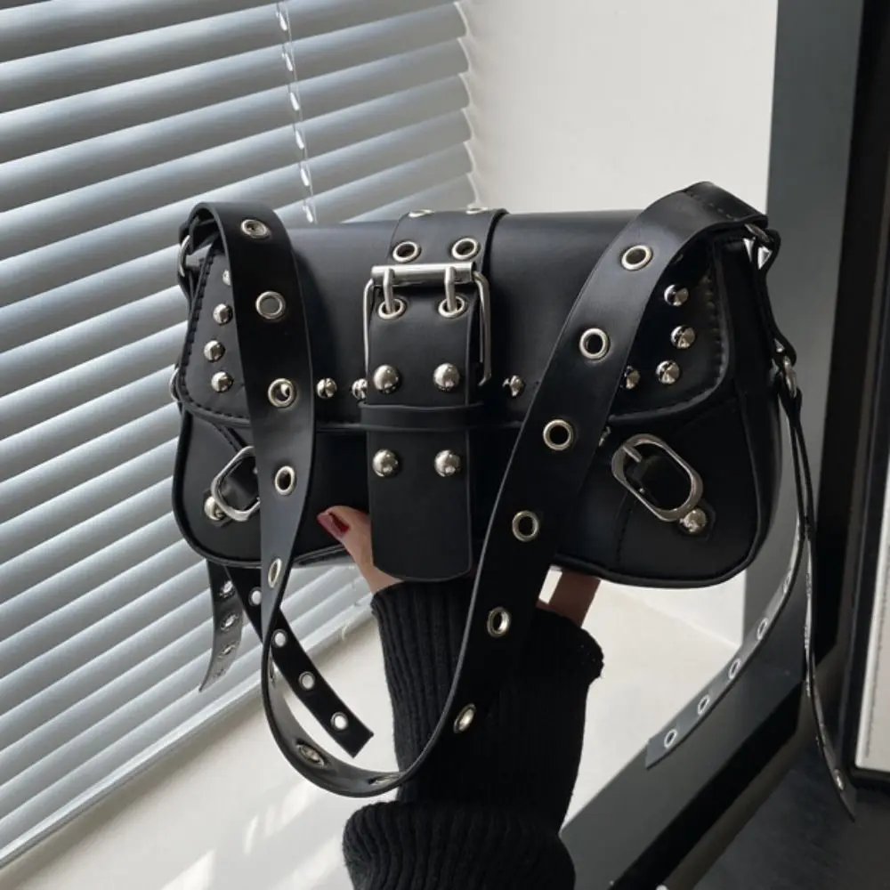 

Trendy Punk Style Y2K Armpit Bag American Style Sweet Cool Underarm Bag Handbag Large Capacity Rivet Shoulder Bag Party