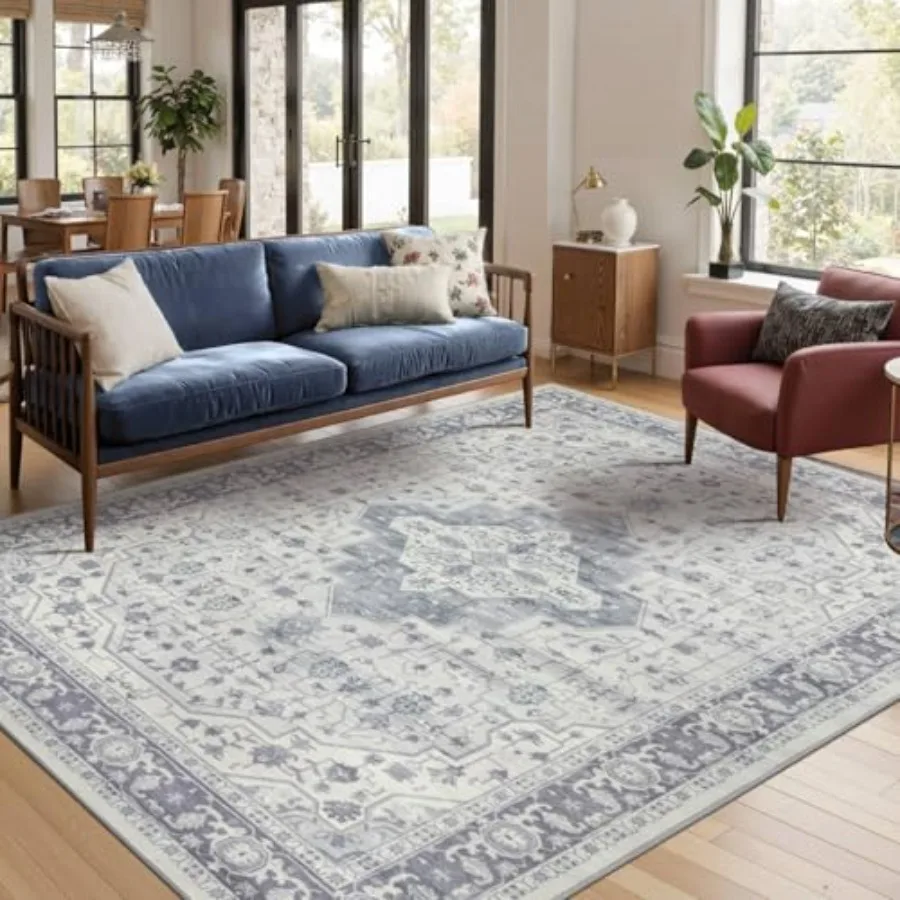 

5X7 Washable Area Rug for Living Room Vintage Large Boho Rugs for Office Dining Room Room Farmhouse Durable Low Pile Non Slip C