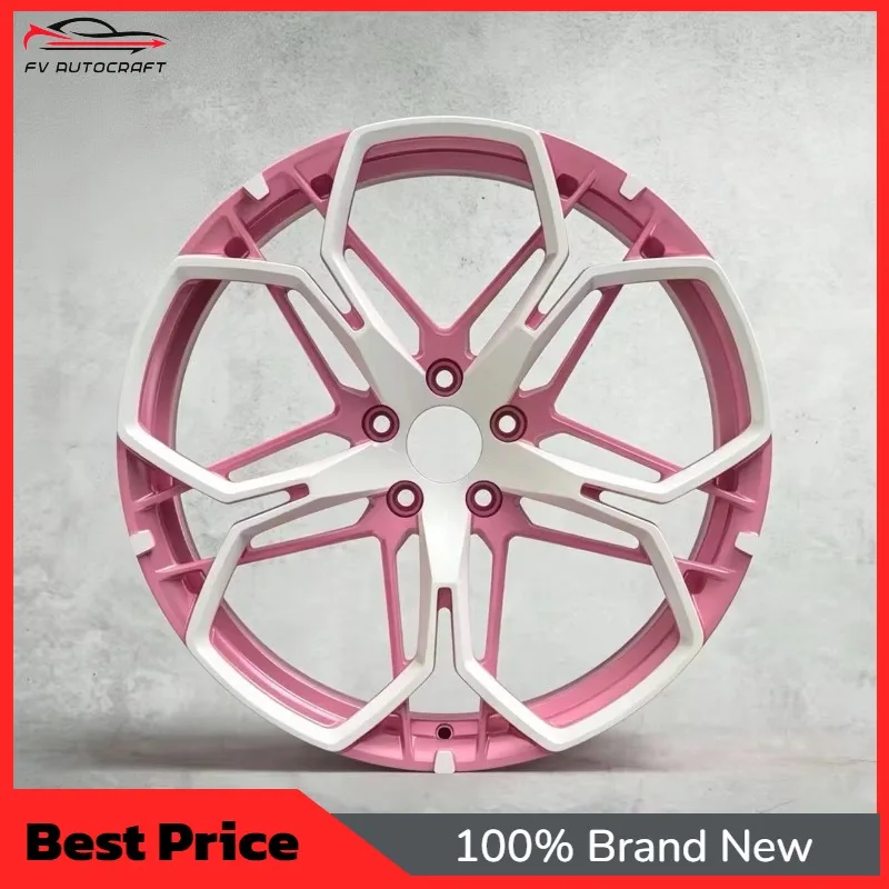 【2026】Customized Pink And White Two-color Forged Hub Size 15-26 Multi Spoke For Tesla Model3/Y/S/X BMW M2/3/4/5