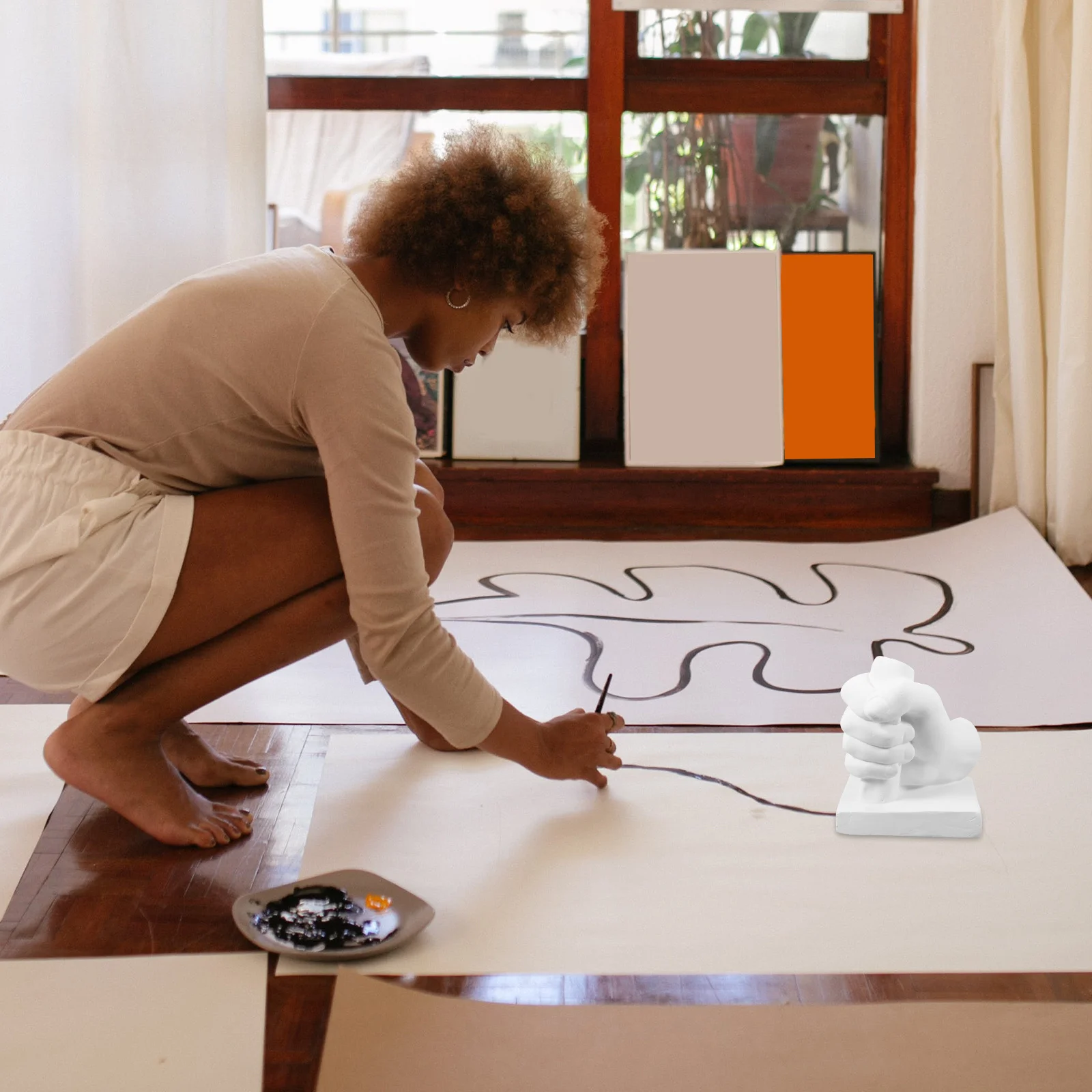 

Gypsum Hand Sculpture Desktop Sketch Practice Tool Drawing Sculpture Artistic Learning Aid Hand Sketch Home Adornment