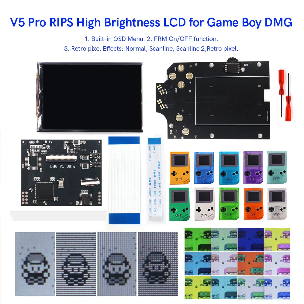 2024 Hispeedido Ips Voor Gameboy Vervangingen Kits Lcd-Scherm Gb Dmg Gbo V5 Pro Versie Gebouwd In Frm Fuction Behuizing Gevallen