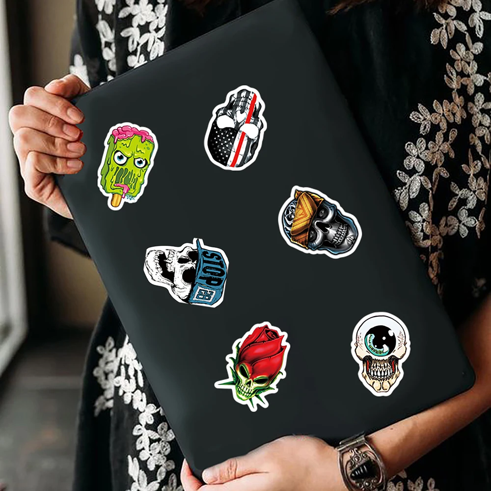 10/30/50PCS Horror Art Skull Stickers Gothic Style Cool Graffiti Decals For Motorcycle Phone Laptop Suitcase Waterproof Sticker