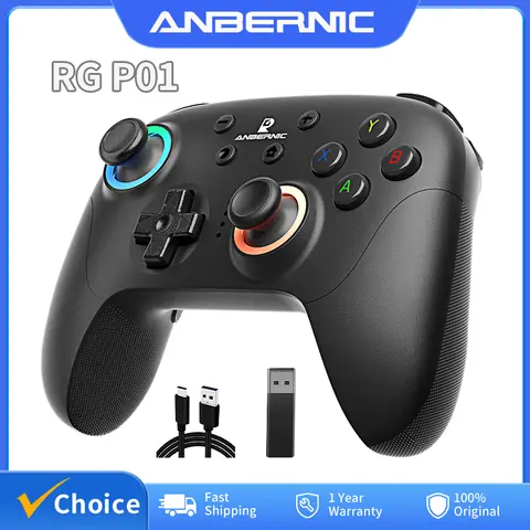 ANBERNIC RG P01 유선 무선 블루투스 게임 컨트롤러 RGB 홀 효과 조이스틱 XBOX 게임 게임 패드 PC Android IOS Steam