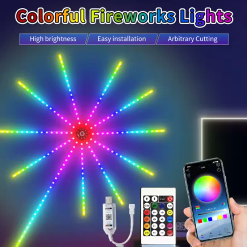 Christmas Fireworks Light RGB LED String Light Festoon LED Garland Lamp Outdoor Garden Room Wedding Party Decor Fairy Lights