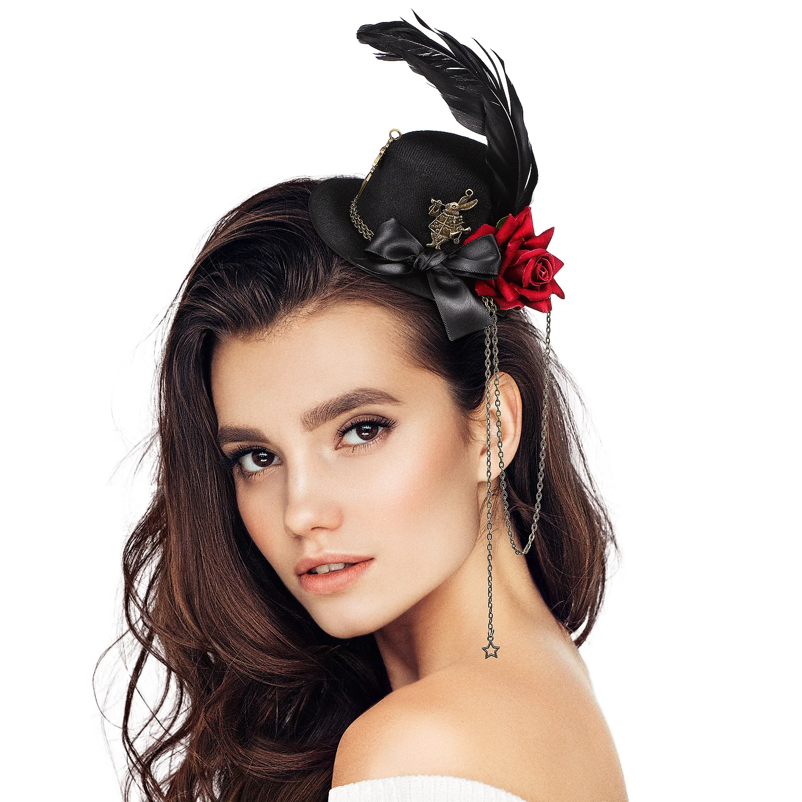 

Mini Hat Hair Clip Elegant Rose Design Lightweight Metal Material Tea Party Wedding Birthday Accessories Stylish Appearance