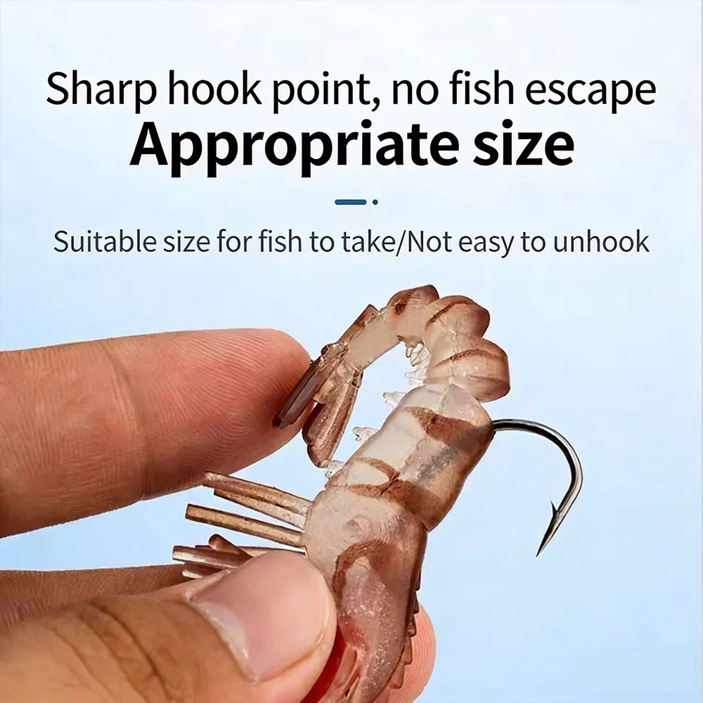 1pcs/5pcs Soft Luminous Jumping Shrimp Lure Multi-segmented Simulated Shrimp Bait with Lead-Head Hook 7g13g18g Wobbler Jig Baits