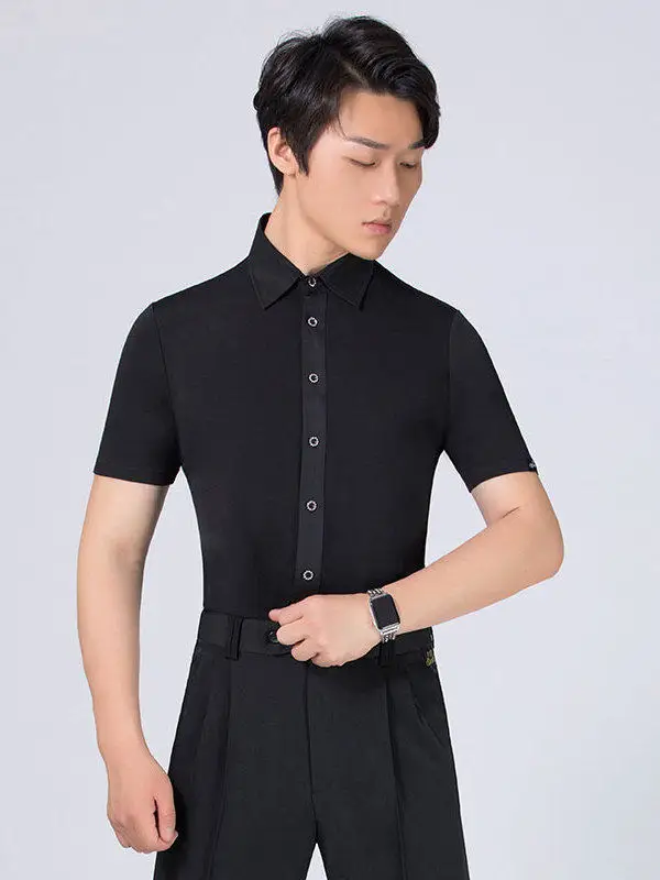 

2026 Man Shirt Latin Dance Top Men's Adult Short Sleeve Ballroom Dance Square Dance Men's Dance Clothes