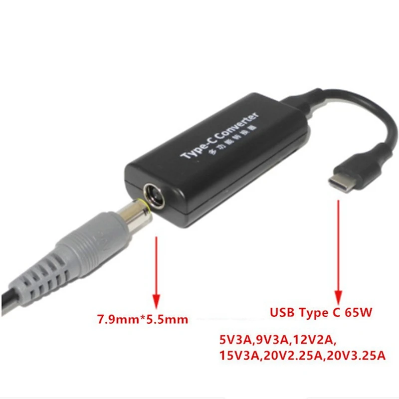 محول طاقة تيار مستمر للكمبيوتر المحمول ، موصل جاك ، أنثى إلى USB من النوع C ، محول للكمبيوتر المحمول