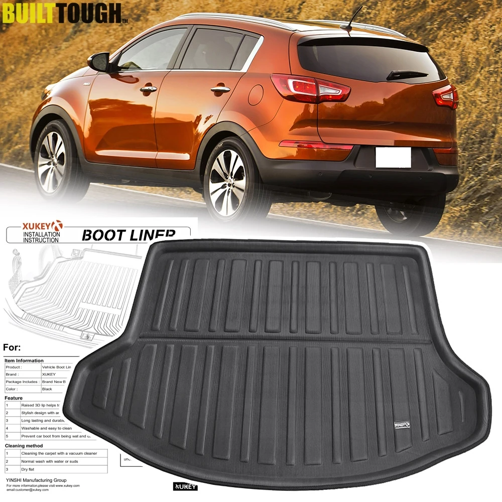 For KIA Sportage 2011 - 2015 Rear Trunk Liner Cargo Boot Mat Floor Tray Protector Carpet Mud Kick Pad 2012 2013 2014 R SL