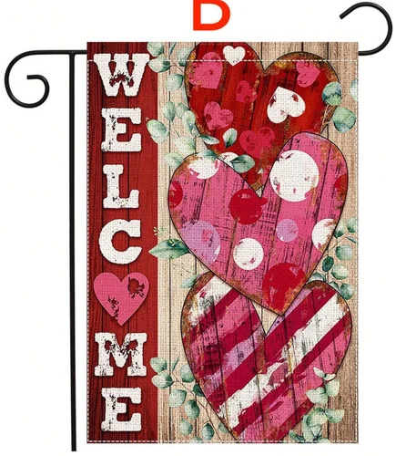 Love Theme Printed Garden Flag, Linen-Blend Double Sided Yard Art, 12X18