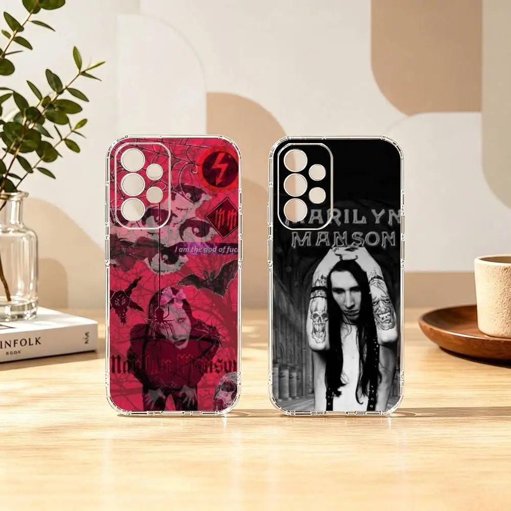 M-Marilyn Manson  gift Phone Case Transparent Silicone Soft For Samsung S25,S24,S21,S22,S23,S30,Ultra,S20,Plus,Fe