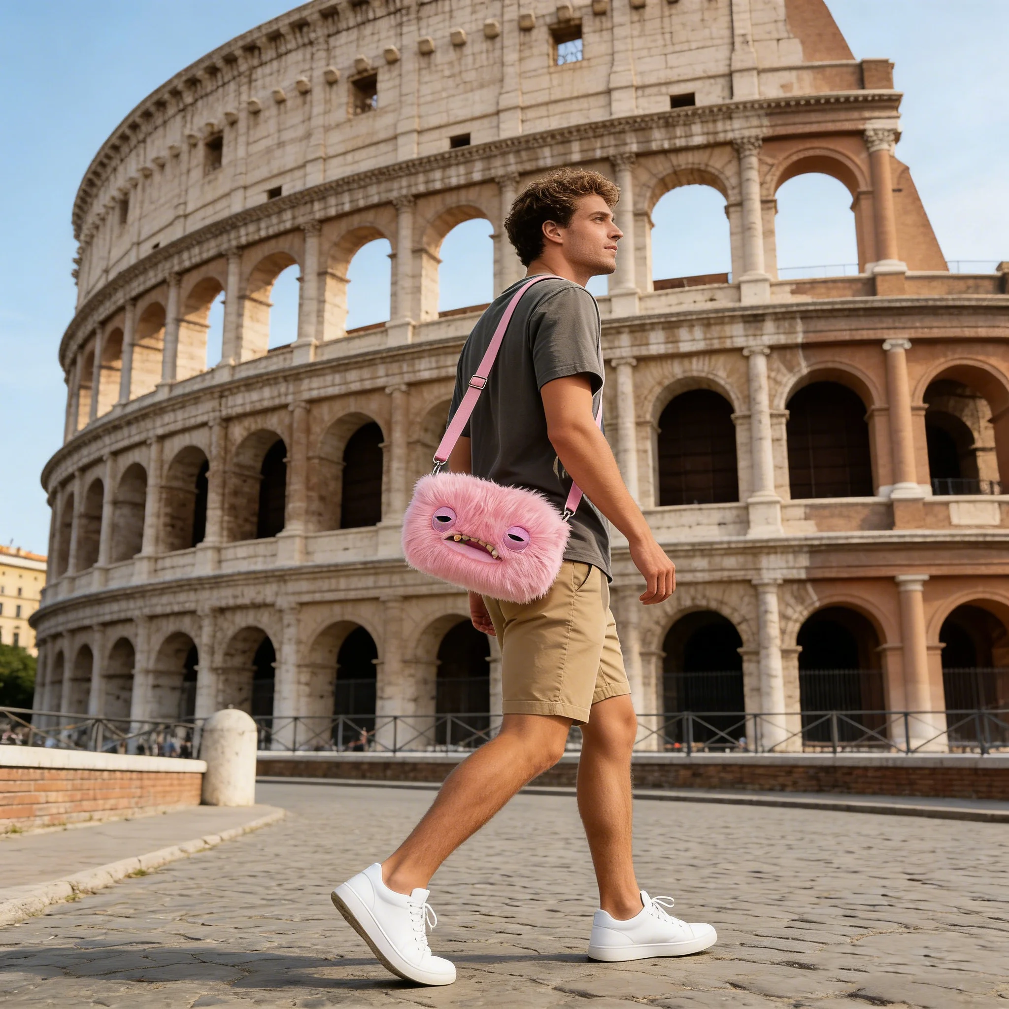 푸글러 어글리 투스 몬스터 플러피 크로스바디 백 귀여운 푸글러 플러시 지갑 백팩 소녀용 만화 동물 체인 스트랩 포함