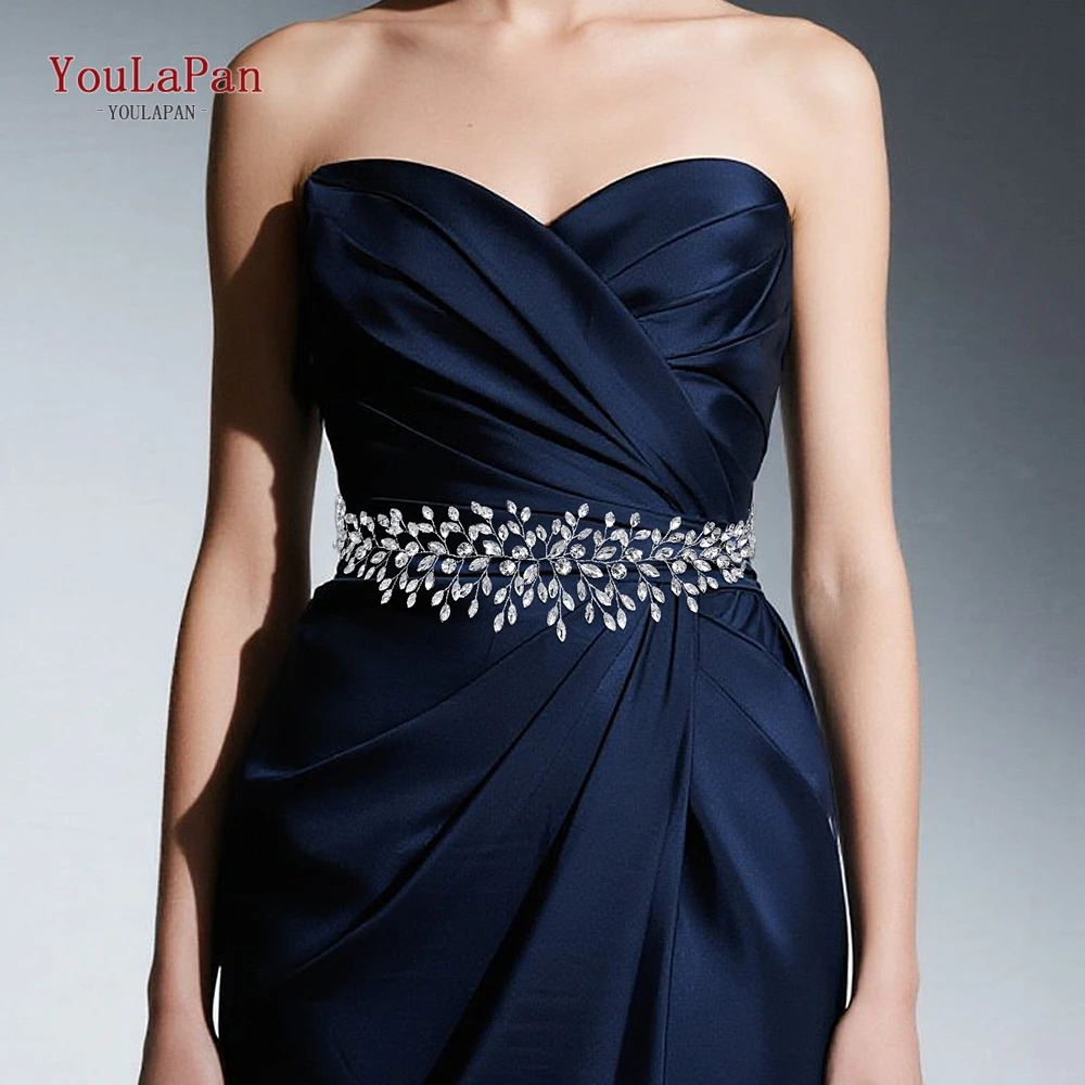 

YouLaPan Rhinestone Bride Sash Belt Bridal Dress Belt Wedding Accessories Women Waistband Handmade Gown Belt Holiday Gift SH920