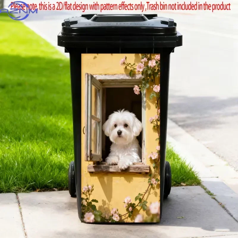 1 2D flat bear dog animal trash can sticker for home wall and kitchen decoration