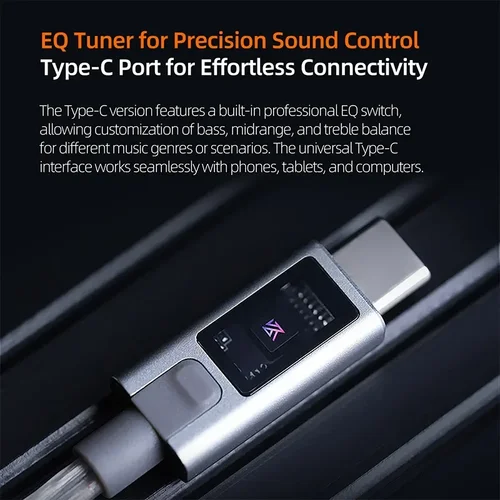 Imagen 2 del producto Cable de auriculares KZ M2 Cable chapado en plata de doble micrófono tipo C/3,5 MM Cable de actualización Cable de auriculares Cable de auriculares para Castor EDX ZS10 PRO