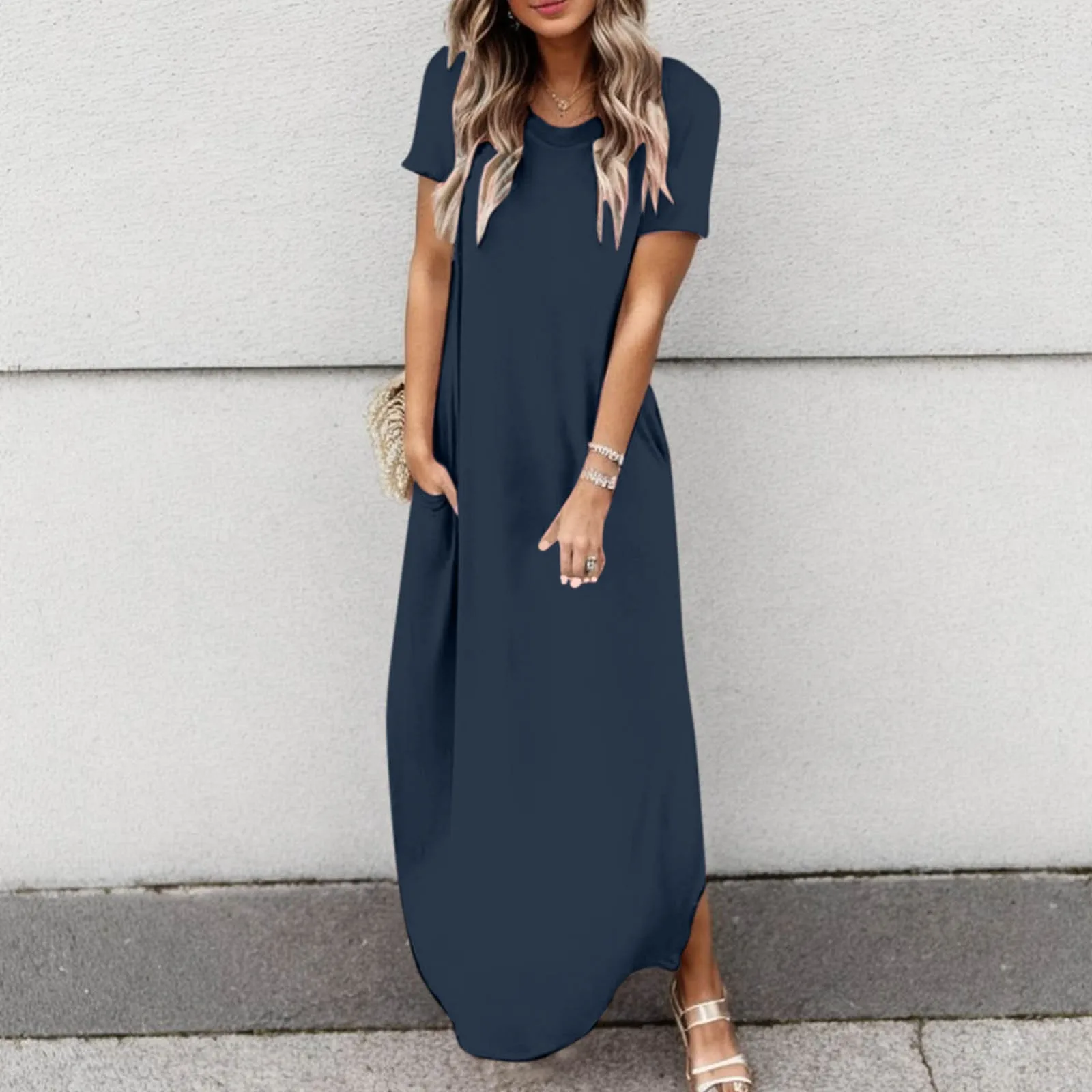 

Summer Sexy Women Dress Oversized Solid Casual Short Sleeve Maxi Dress For Women Long Dress Vestidos Lady Dresses Oversized