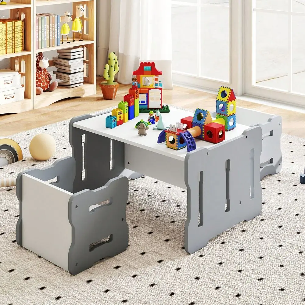 

Kids' Tables And Chairs Escritorio Para NiñosTable Chair Set 3Piese Toddler Set W 2 Stools Activity Table Gray