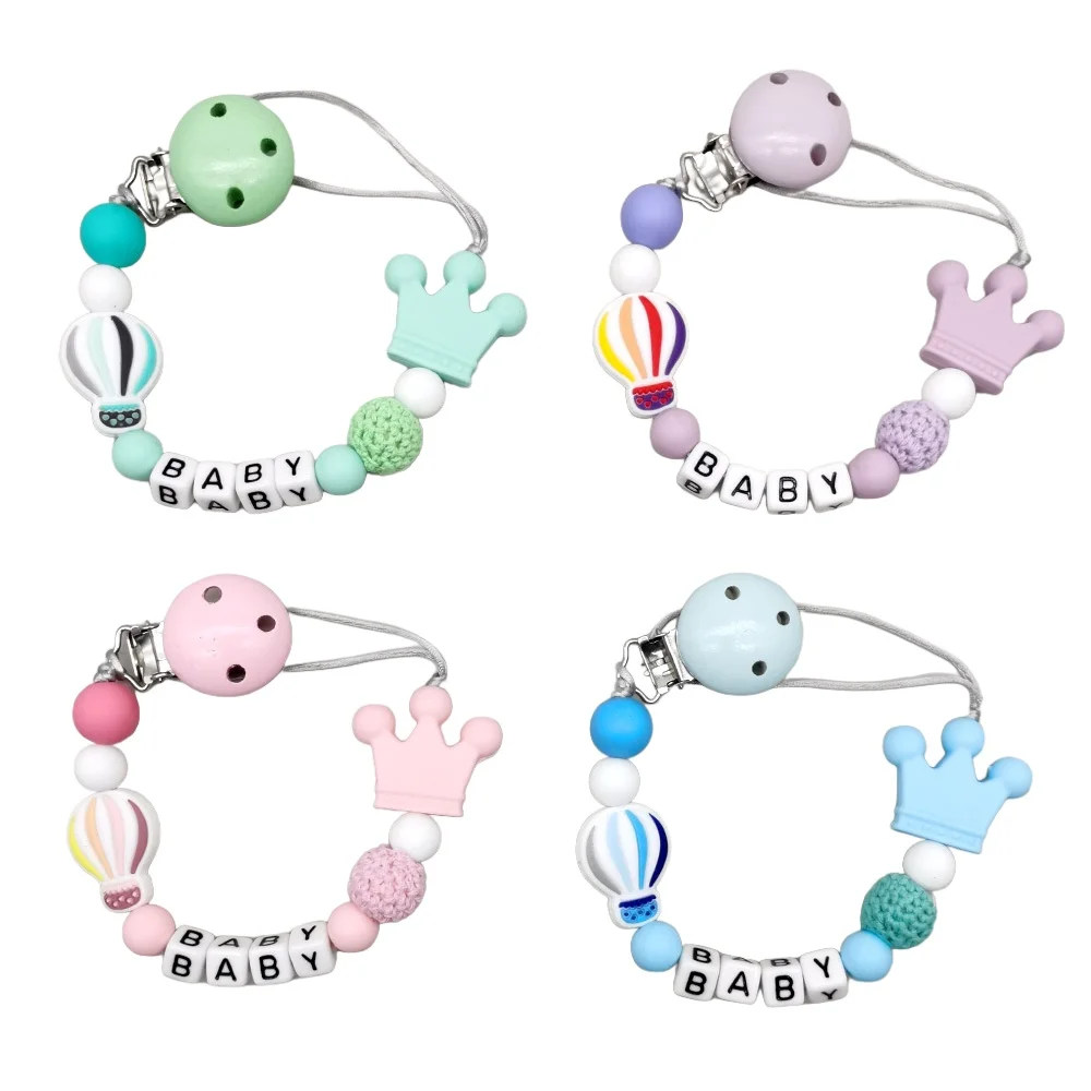 Handmade Silicone Baby Dummy Pacifier Clip Hot Air Balloon Safe Teething Chain Teether Pacifier Chain