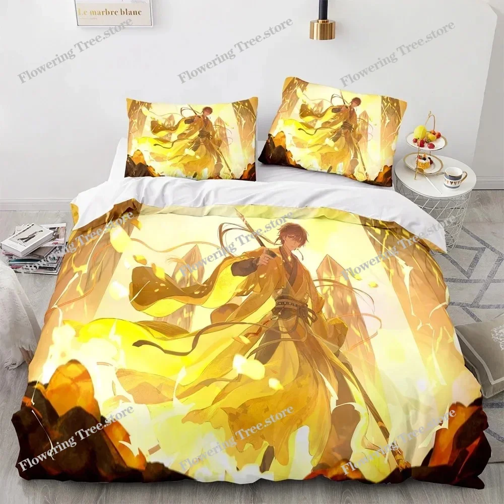 

Genshin Impact Bedding Set Single Twin Full Queen King Size Game Anime Bed Set Aldult Kid Bedroom Duvetcover Sets 3D Anime