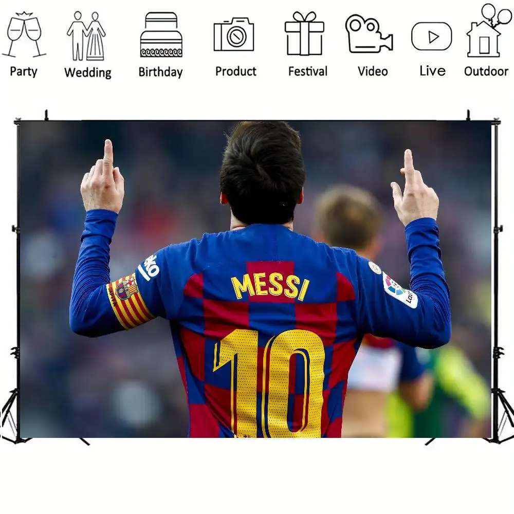 F-Football M-Messi الديكور خلفية غرفة الطرف الديكور خلفية القماش الأطفال عيد ميلاد راية التصوير الدعائم #4