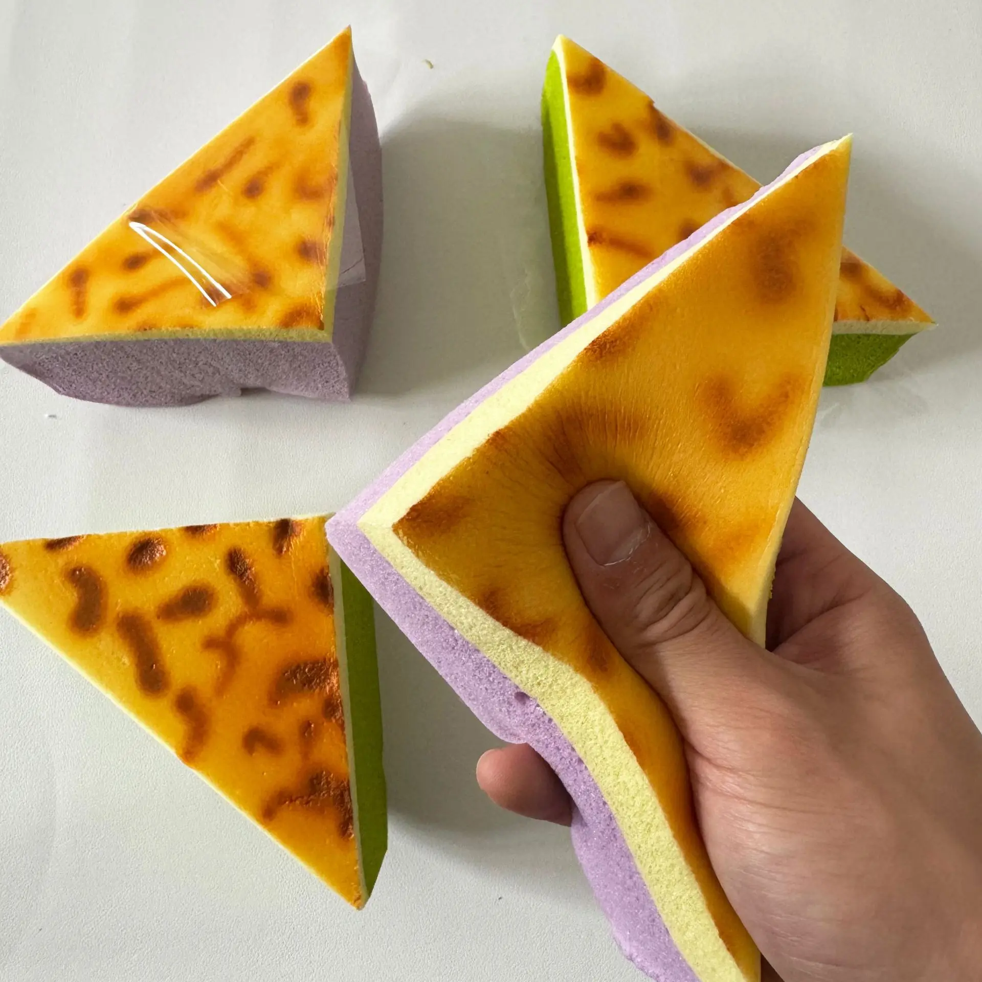 Simulation Triangle Tiger Skin Cheese Cake PU Slow Rebound Toy Stress Relief Toys Creative Matcha Cake Pinch Music Fidget Toys