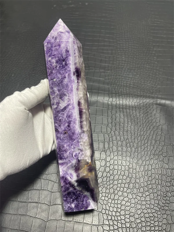 

1.66kg large Natural Clear Purple Fluorite Crystal Point Natural Crystal Wand