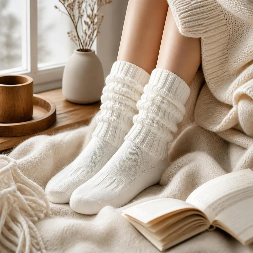Y2k Pile Up Mid-Calf Socks Long Warm Knitted Socks Versatile Autumn Winter Stacked Socks Casual