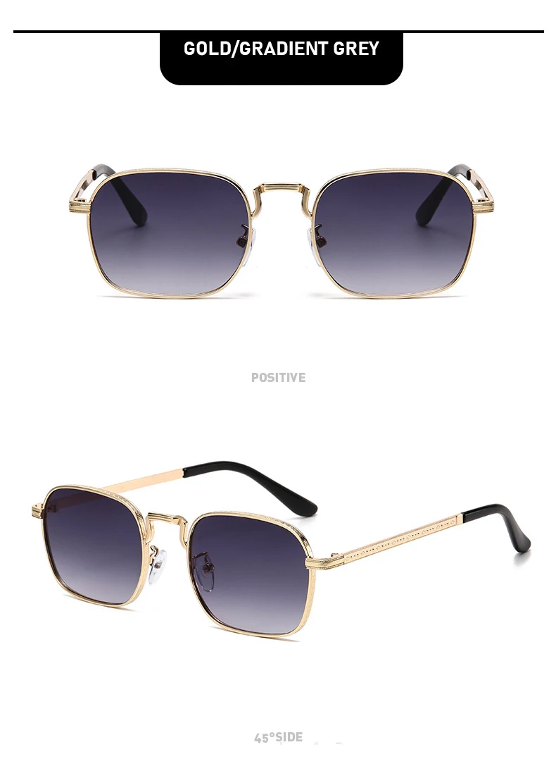 Neue trendige metallische personalisierte vielseitige Herren-Sonnenbrille mit rechteckigen Rahmen im Retro-Stil für Damen 2402 – Detail 14